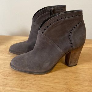 Gray Suede Zip Up Booties